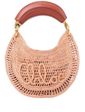 Mini Summer Banana Hobo Bag with Strap in Raffia