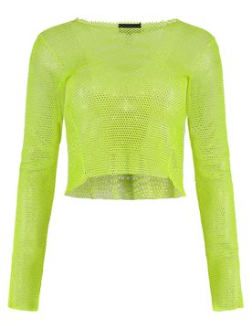 Open-Knit Mini Top with All-Over Rhinestones