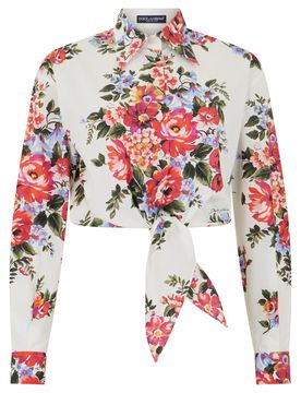 Mini Cotton Shirt with Floral Print