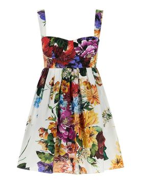 Flower Bouquet-print Poplin Dress