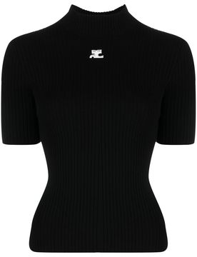 COURREGÈS Reedition Short Sleeves Ribbed Knitted Sweater