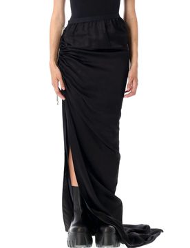 Drawstring Side-split Maxi Skirt