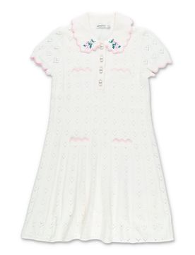 Charming Pointelle Knit Mini Dress for Girls