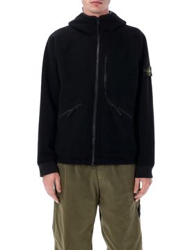 Hooded Jacket in Ratteened Wool Nylon