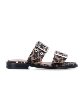 Feminine Buckle Two-Strap Sandals