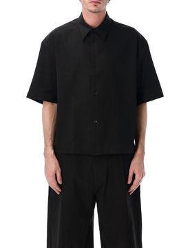 Oversized Short-Sleeve Cotton-Linen Shirt