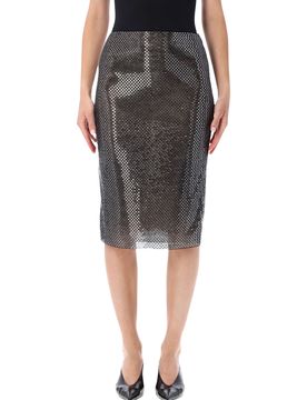 Rhinestone-Embellished Midi Skirt - Figure-Flattering Silhouette