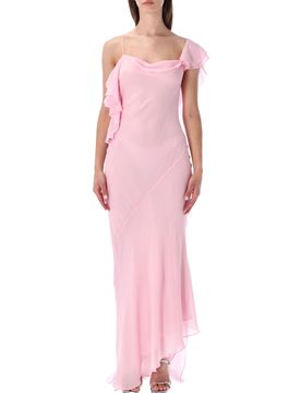 Fluid Draped Frill Maxi Dress - Size 8