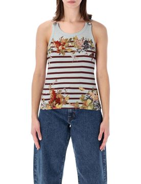 Slim Fit Striped Rib Tank Top with Metal Details - Size S