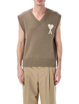 Sleeveless Knit Sweater - Unisex V-Neck Design (Size M)