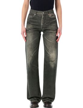 Slight Boot Cut Jeans with Trompe L'Oeil Print - Size 26