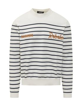 Classic Striped Knit Sweater with Logo Embroidery