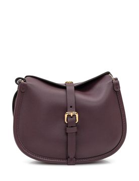 Mini Faux Leather Shoulder Bag with Gold Buckle
