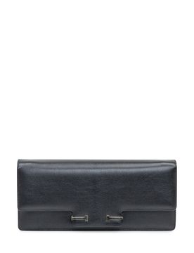 Elegant Mini Leather Clutch with Metallic Closure