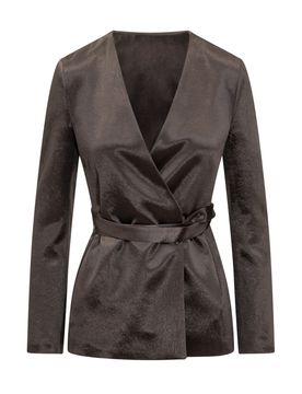 Tailored Jacket with Belt and V-Neck Design