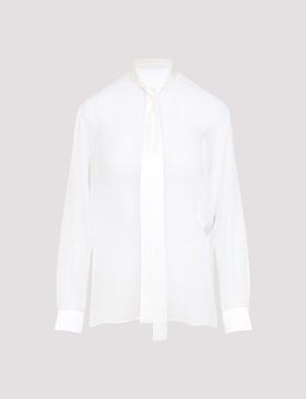 Silk Chiffon Bow-Tie Shirt