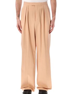 Pleated Denim Wide-leg Pants