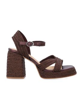 Elevated Braided Sandals with Block Heel - 9cm Height