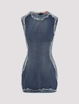 Denim Paneled Minidress
