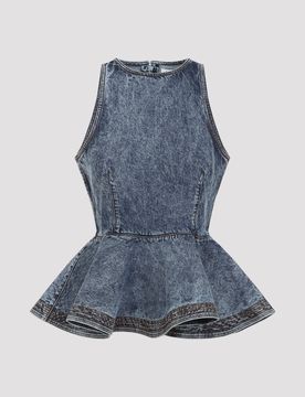 Alaïa Peplum Denim Top