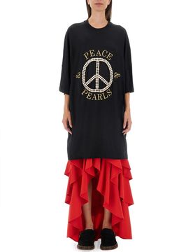 PEACE & PEARLS COTTON INTERLOCK DRESS