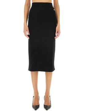 Gonna Longuette in Maglia di Viscosa Stretch Con Logo DG