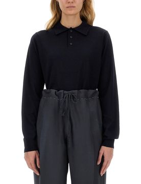 Long-sleeved Knitted Polo Shirt