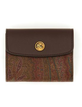 SMALL PAISLEY WALLET with LEATHER FLAP and COIN BUTTON