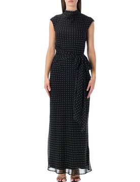 Floral Embroidered Mesh Maxi Dress