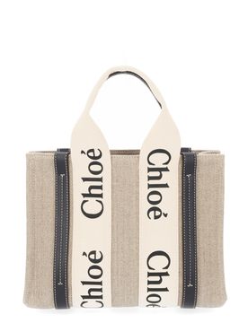 CHLOÉ Woody Small Linen Tote Bag