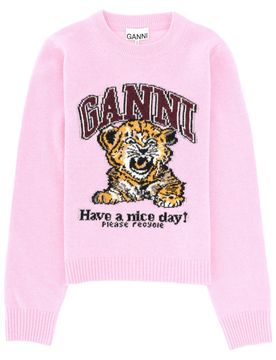 GANNI Women's Graphic Wool Sweater