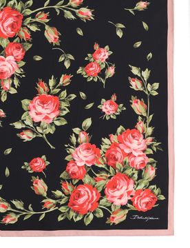 Rose Bouquet-print Silk Twill Scarf 50x50