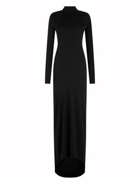 LONG SLEEVE ASYMMETRIC EVENING DRESS with TWISTED BACK