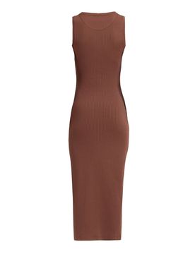 Ribbed Cotton Midi Dress with Frame Logo