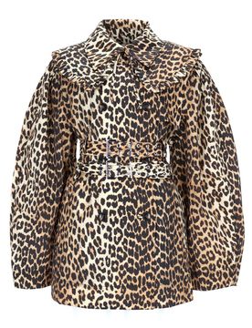 Short Duchesse Trench Coat with Animal Print