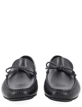 Leather Driver Moccasins with Bow Trim