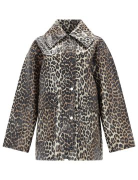 Leopard Laminated Cotton Jacket