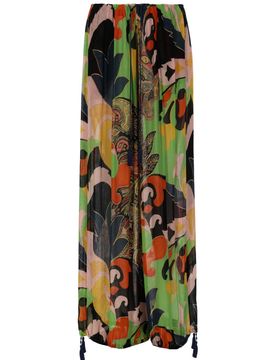 Wide-Leg Trousers with Floral Paisley Motif