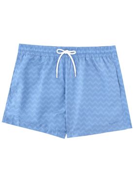 Mid-length Swim Shorts with Tone-on-tone Zigzag Print