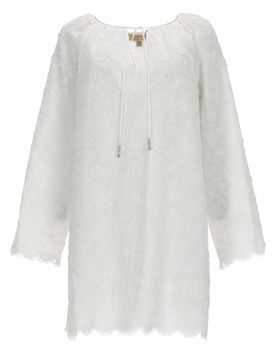 Floral Embroidered Cotton Voile Dress