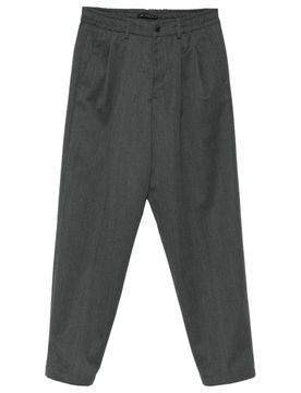 Pantaloni Special-fit in Drill di Lana Vergine Con Doppia Pince E Banda Elasticizzata in Vita
