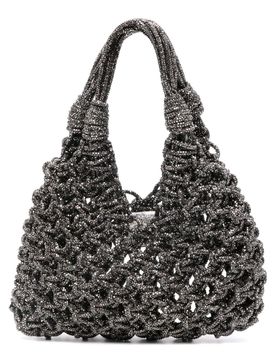 Vannifique Crystal-Studded Woven Handbag
