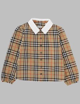 Mini Checkerboard Cotton Shirt for Girls