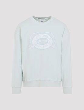 Diagonal Fleece Boxy Logo Crewneck Sweatshirt