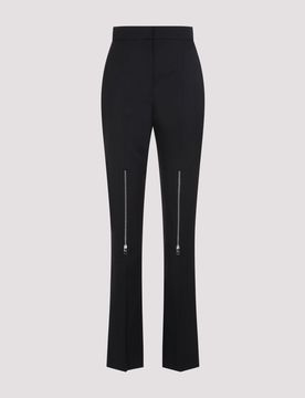 Zip Applique Regular Plain Trousers