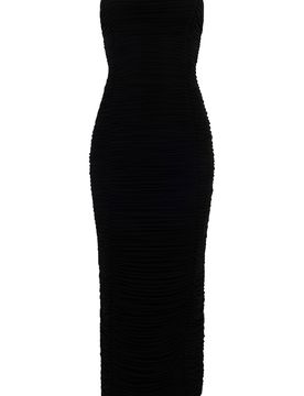 Strapless Midi Dress with Elegant Draping