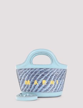 Tropicalia Micro Embroidered Leather-trimmed Raffia Tote