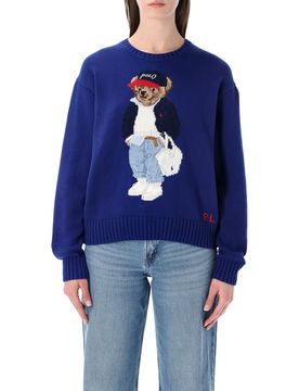Cotton Polo Sweater with Intarsia Knit - Size S