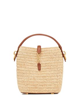 Raffia Mini Bucket Handbag with Bronze Hardware