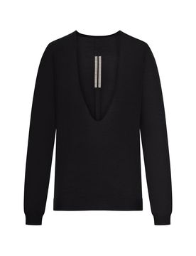 V Neck Sweater with Ribbed Hem and Cuffs - Size S